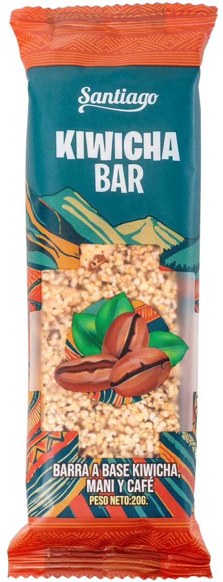 Barra de kiwicha sin gluten sabor café peruano